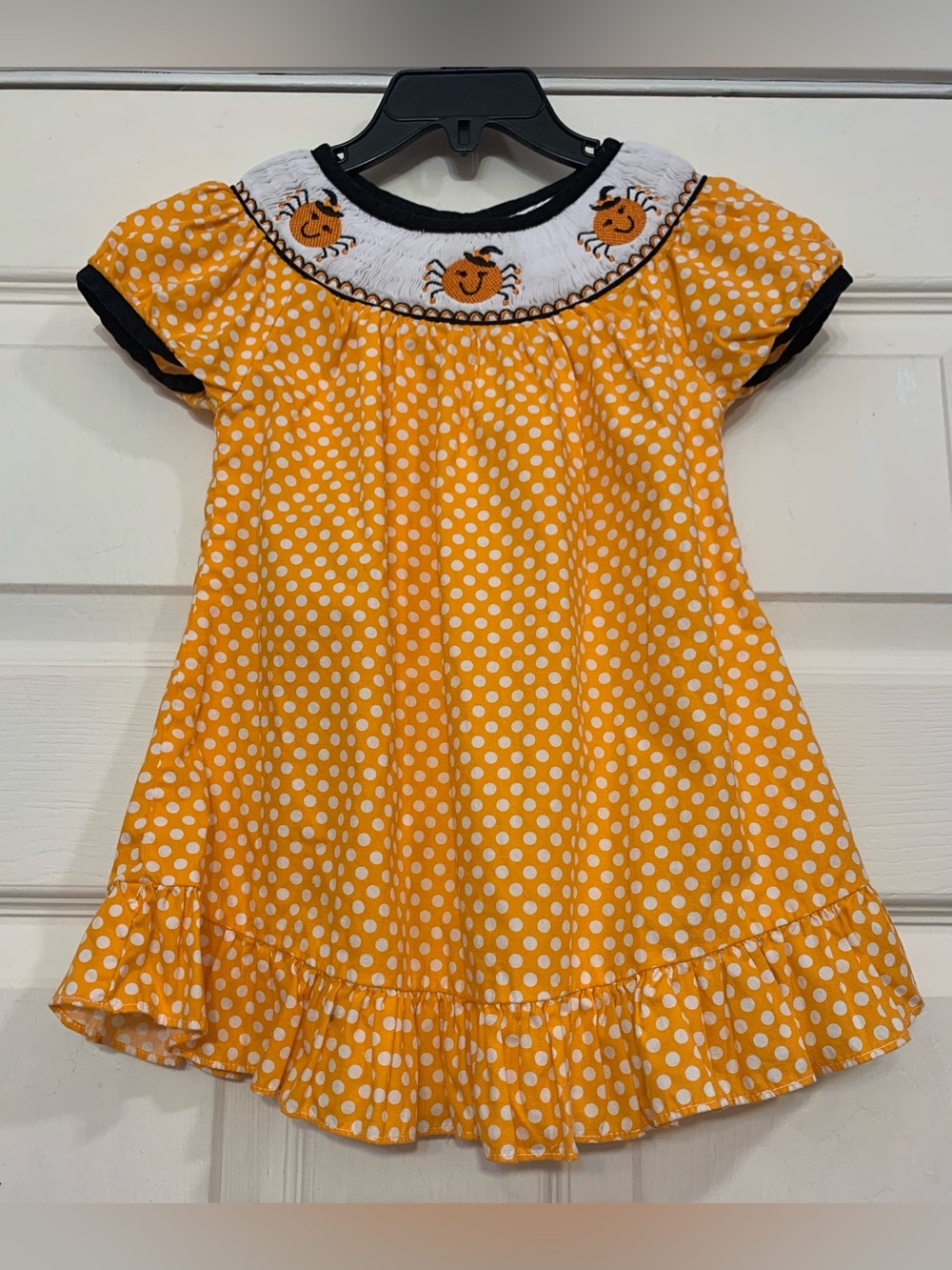 Emily Rose Halloween Themed Smocked Spider Witch Orange 12-18m Dress. 3516